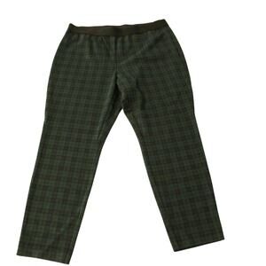 TALBOTS SOHO LEGGING SPRUCE GREEN PLAID SIZE 14 PETITE ELASTIC WAIST